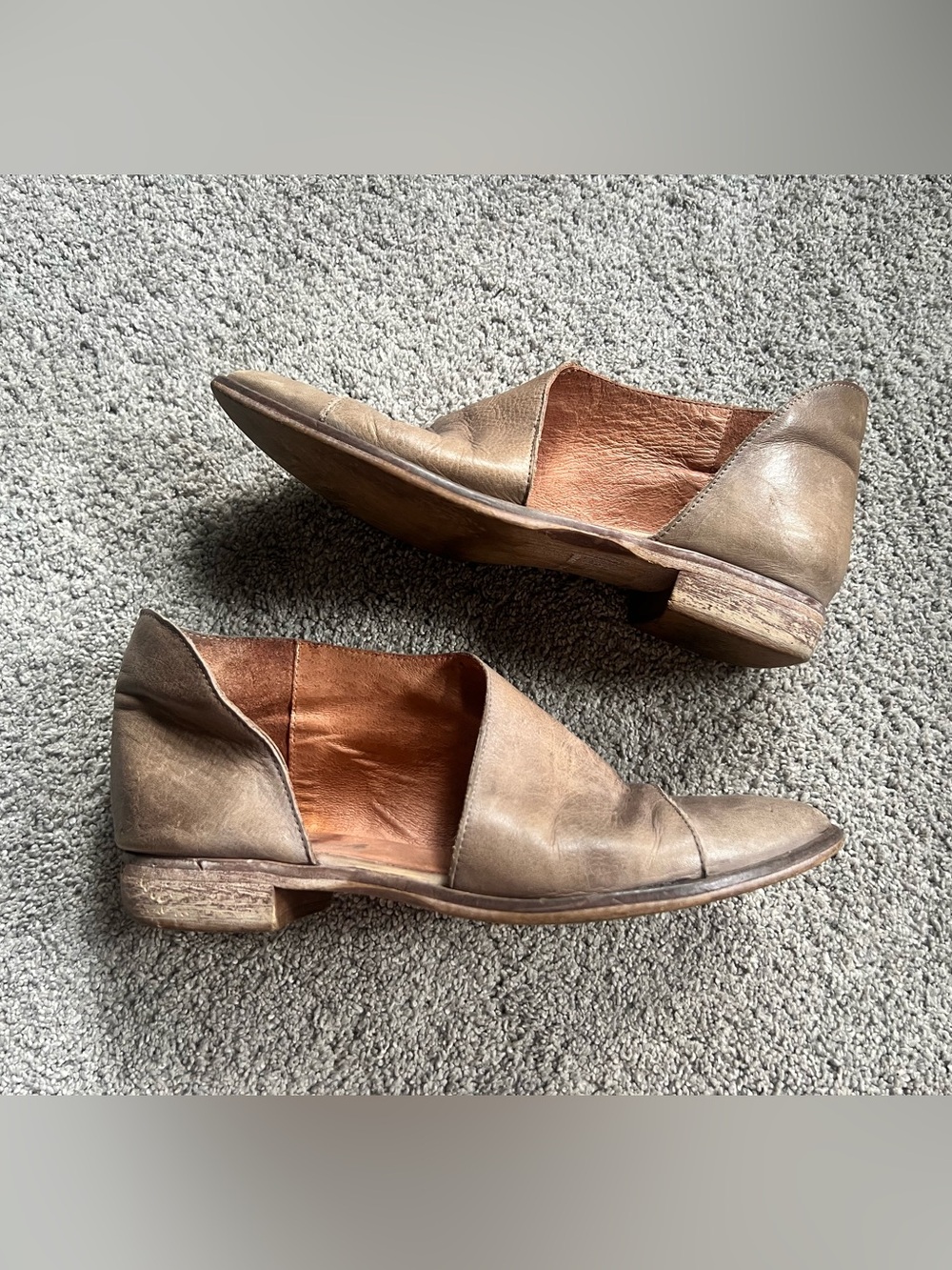 Free People Royale Flats Womens Size 39 Taupe Leather Minimal D'orsay Boho - Picture 2 of 8